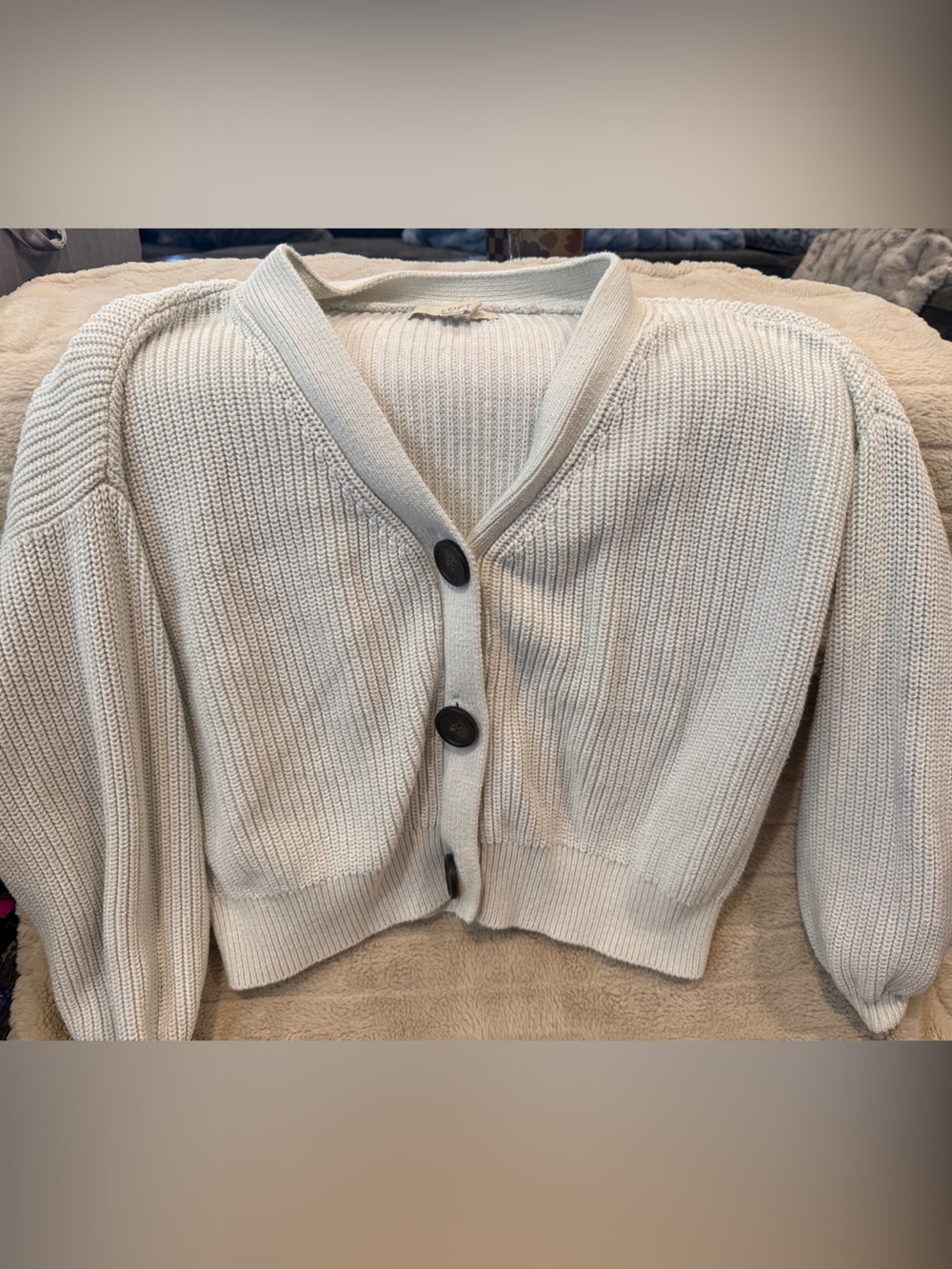 Loft Chunky Knit Button-Front Women's Sweater Cardigan - Cream